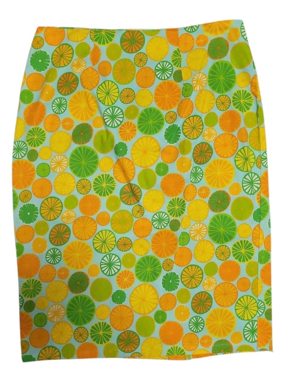 Women’s Citrus Print Pencil Skirt - Green & Orange